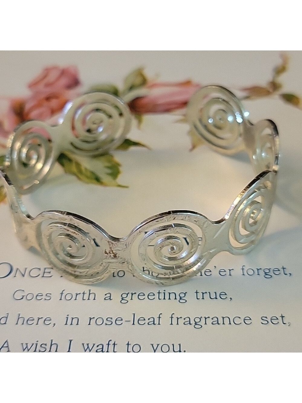 .925 Sterling Coil Open Back Handcrafted Cuff Bracelet